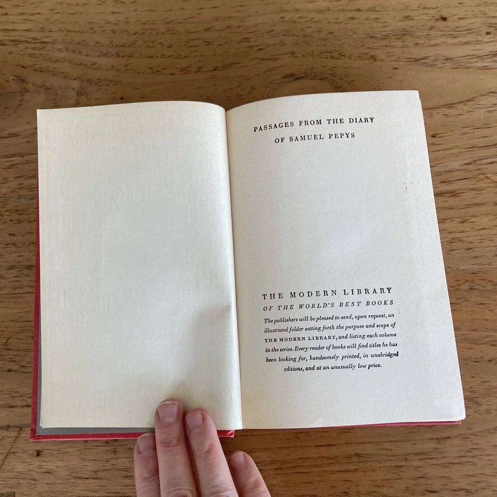 Passages From the Diary of Samuel Pepys Modern Library 1923 Edition HC Book